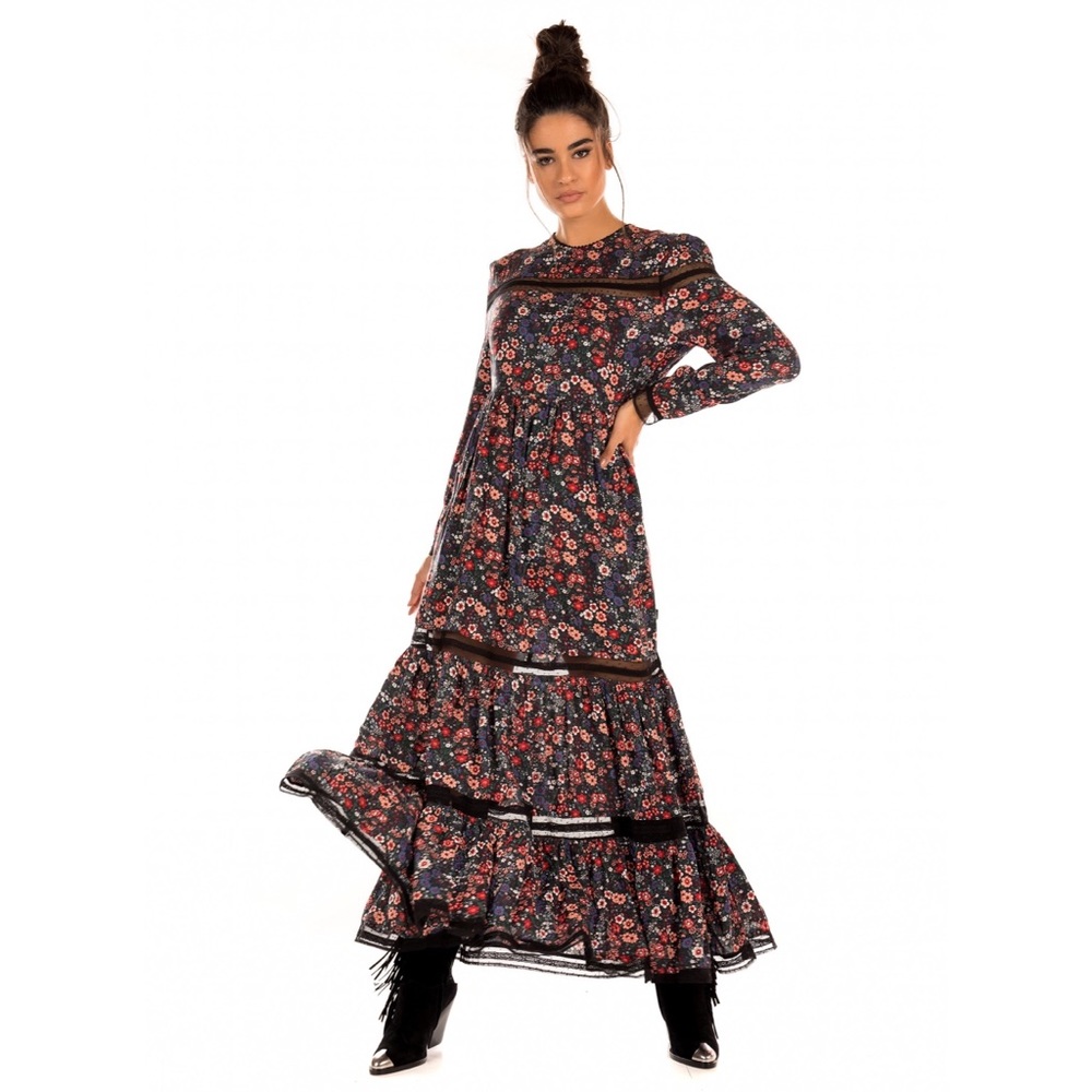Superdry Skylar Maxi Dress-Floral Cut Out Lace Trim - Picture 1 of 14